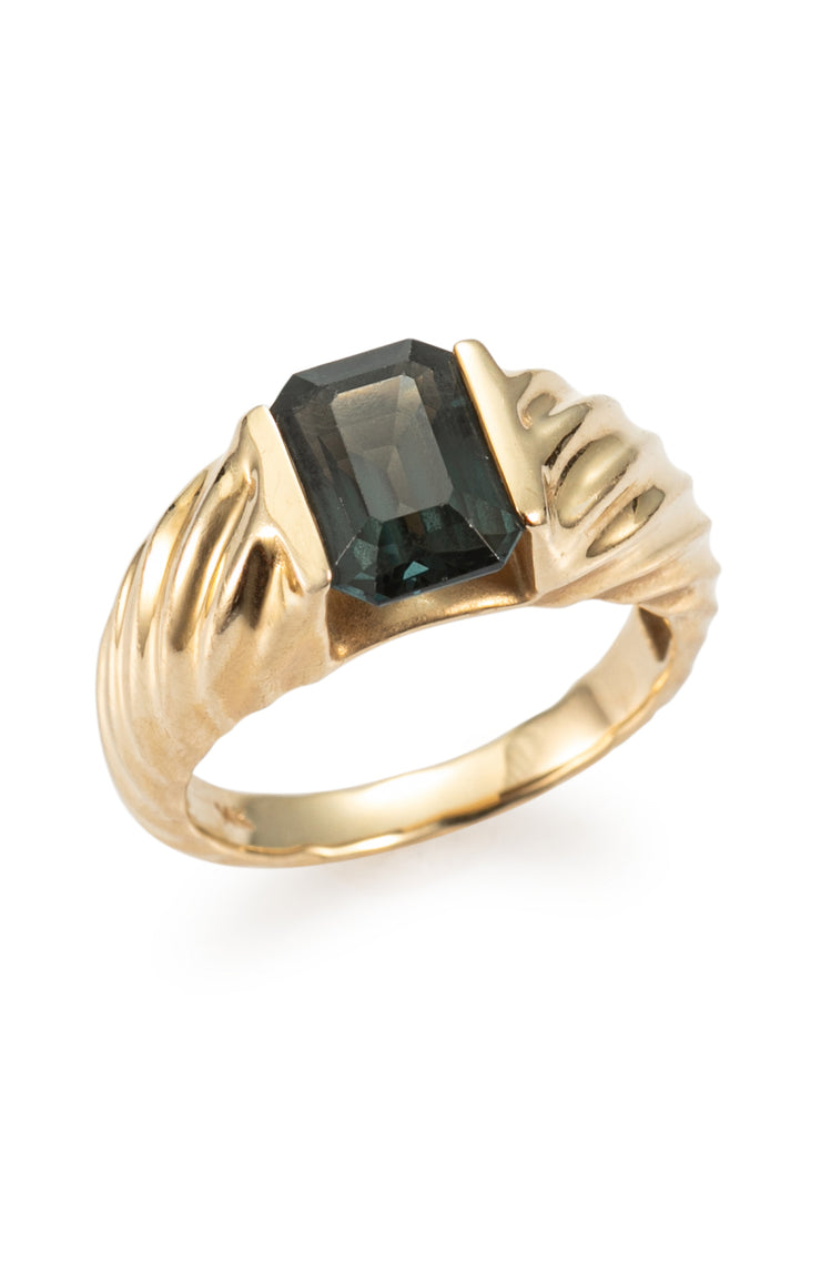 Metallic Blue Spinel Ring